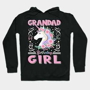 Grandad of the Birthday Girl Unicorn Rainbow Matching Family Hoodie